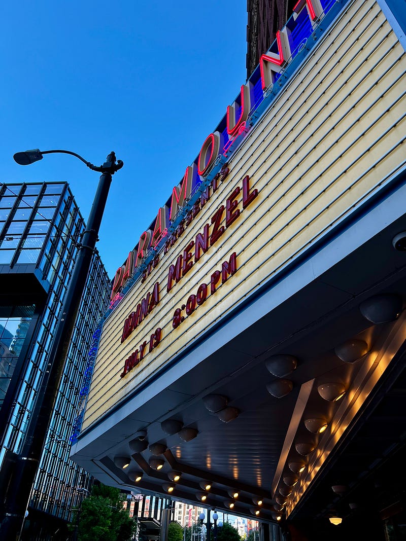 Idina Menzel on the marquee at Paramount Theatre Seattle